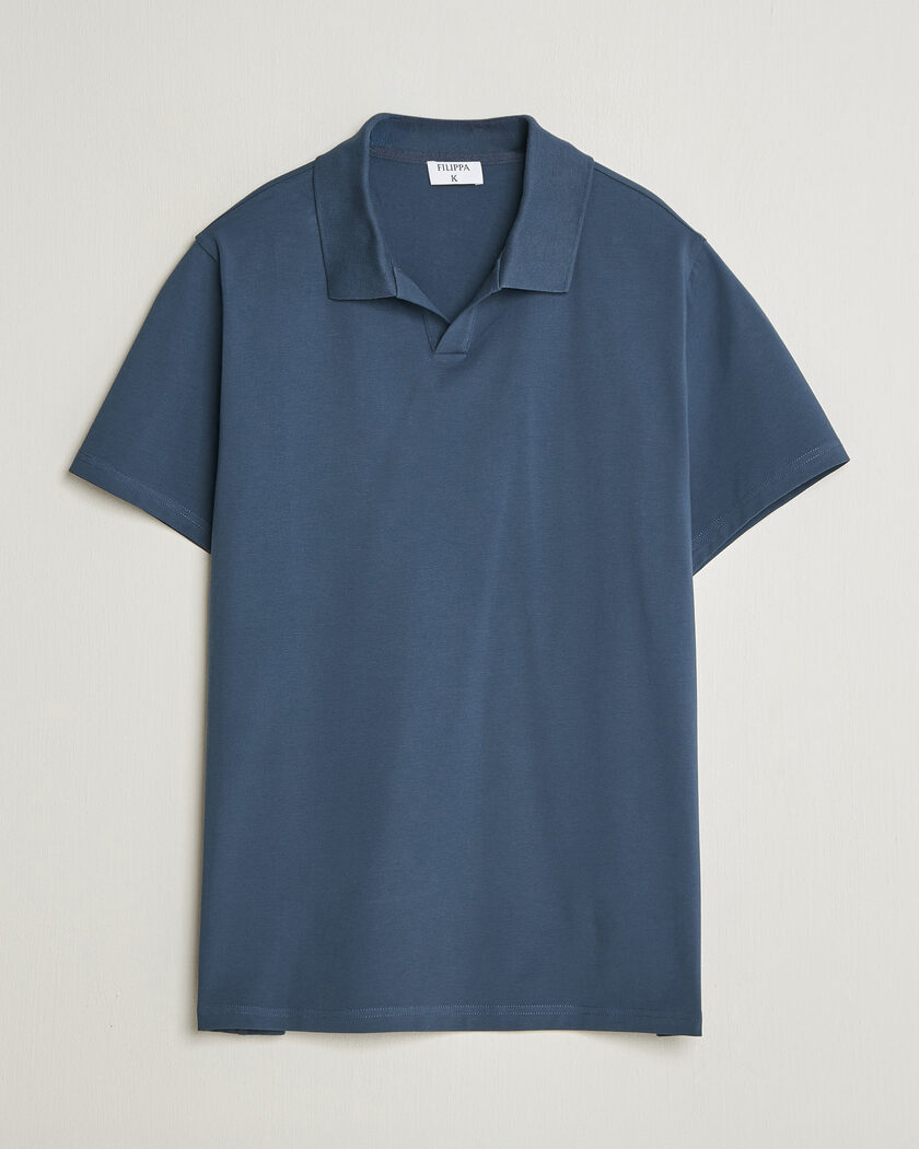 Filippa K Soft Lycra Polo T-Shirt Stone Blue – Blau