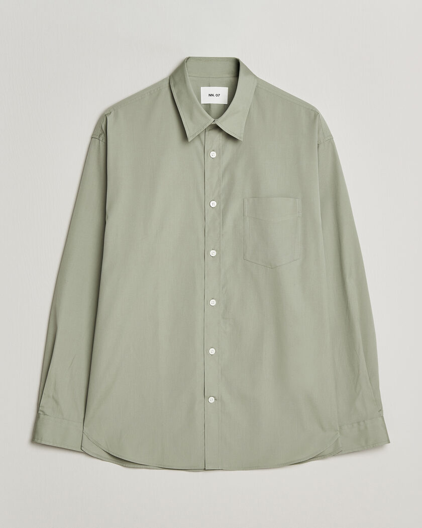 NN07 Skyler Relaxed Fit Supima Cotton Shirt Pale Green – Grün