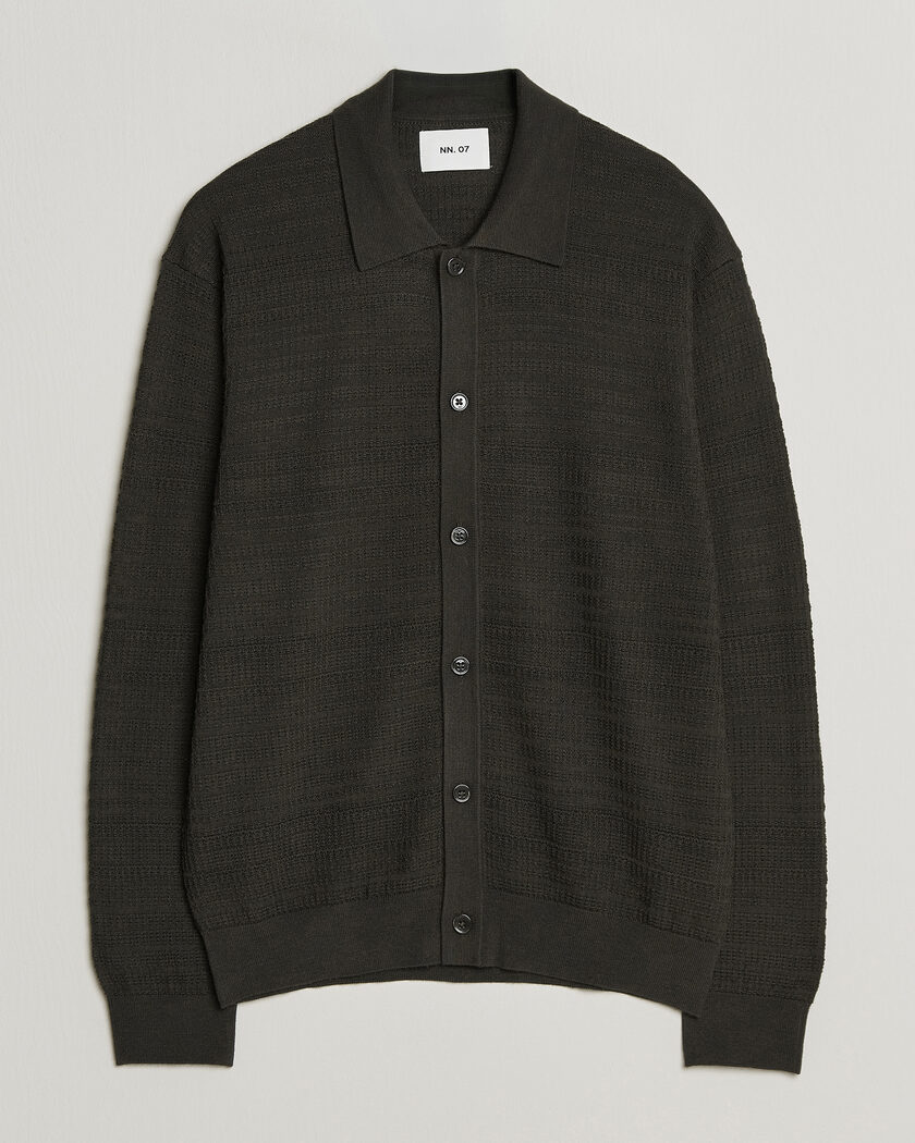 NN07 Nate Wool Knitted Cardigan Dark Army – Grün
