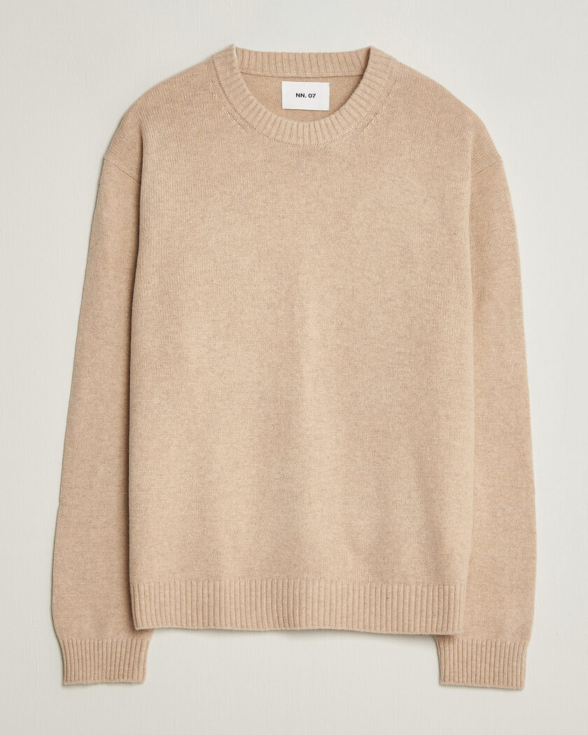 NN07 Russel Wool/Cotton Knitted Sweater Ecru – Weiß