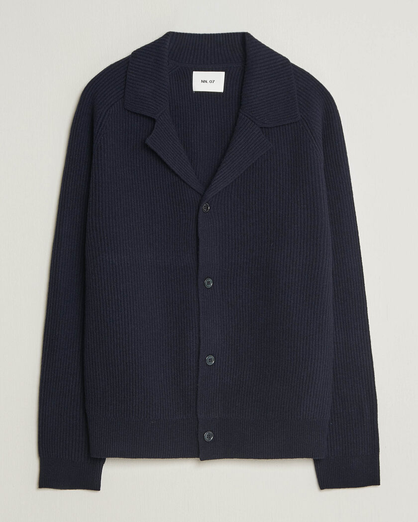  NN07 Shane Wool Knitted Cardigan Navy Blue – Blau