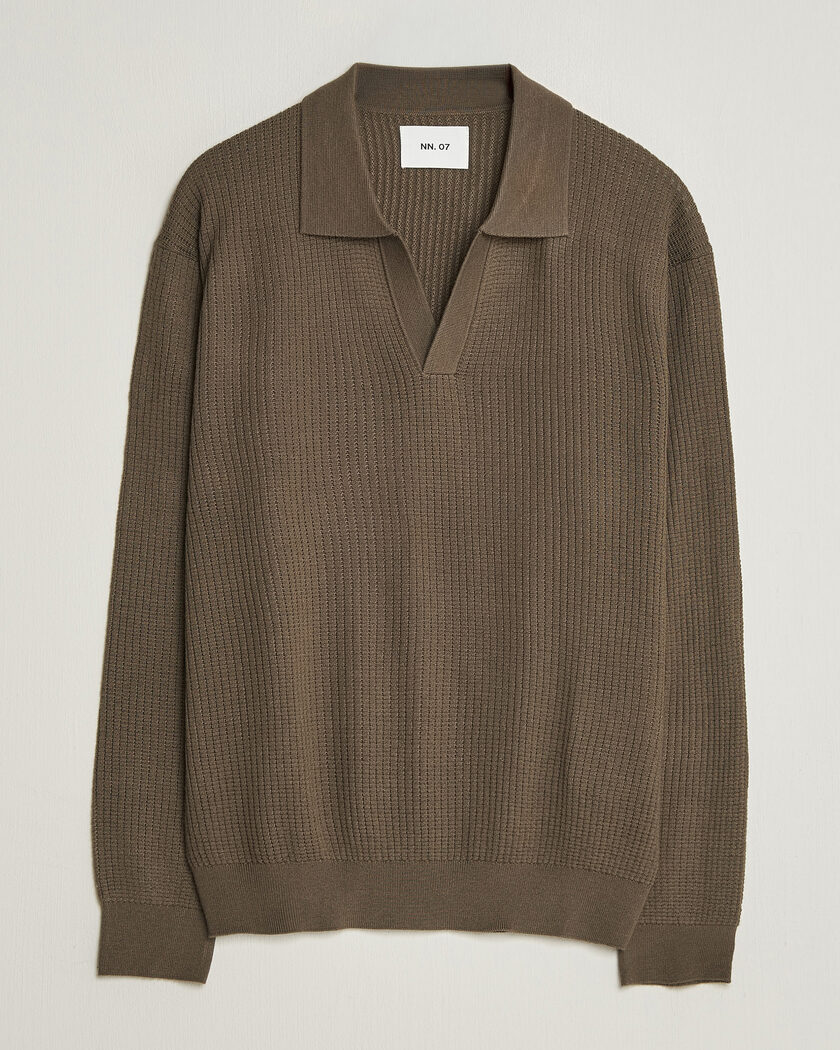 NN07 Nate Wool Knitted Polo Mable Husk – Braun