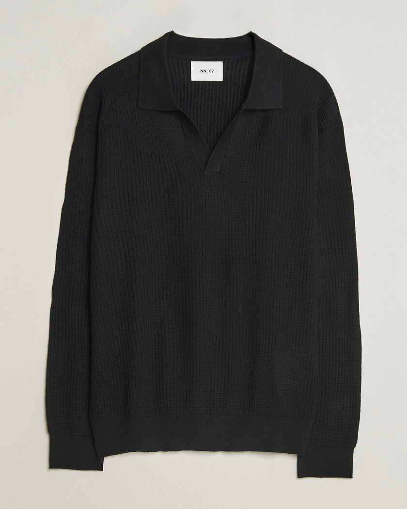 NN07 Nate Wool Knitted Polo Black – Schwarz