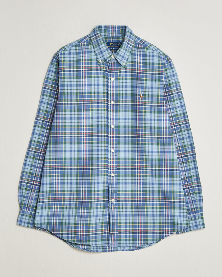 Polo Ralph Lauren Custom Slim Fit Check Oxford Shirt Blue Dusty/Green – Mehrfarbig