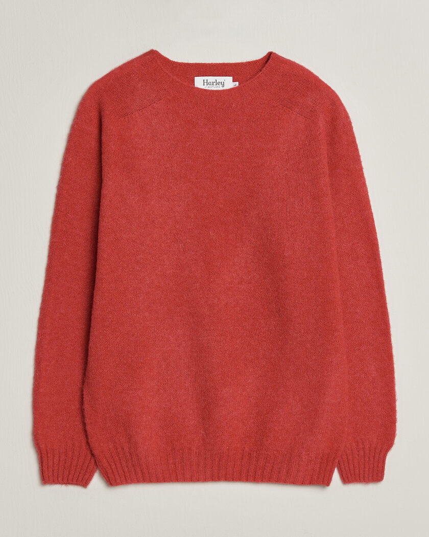 Harley Of Scotland Brushed Supersoft Lambswool Crewneck Damask – Rot