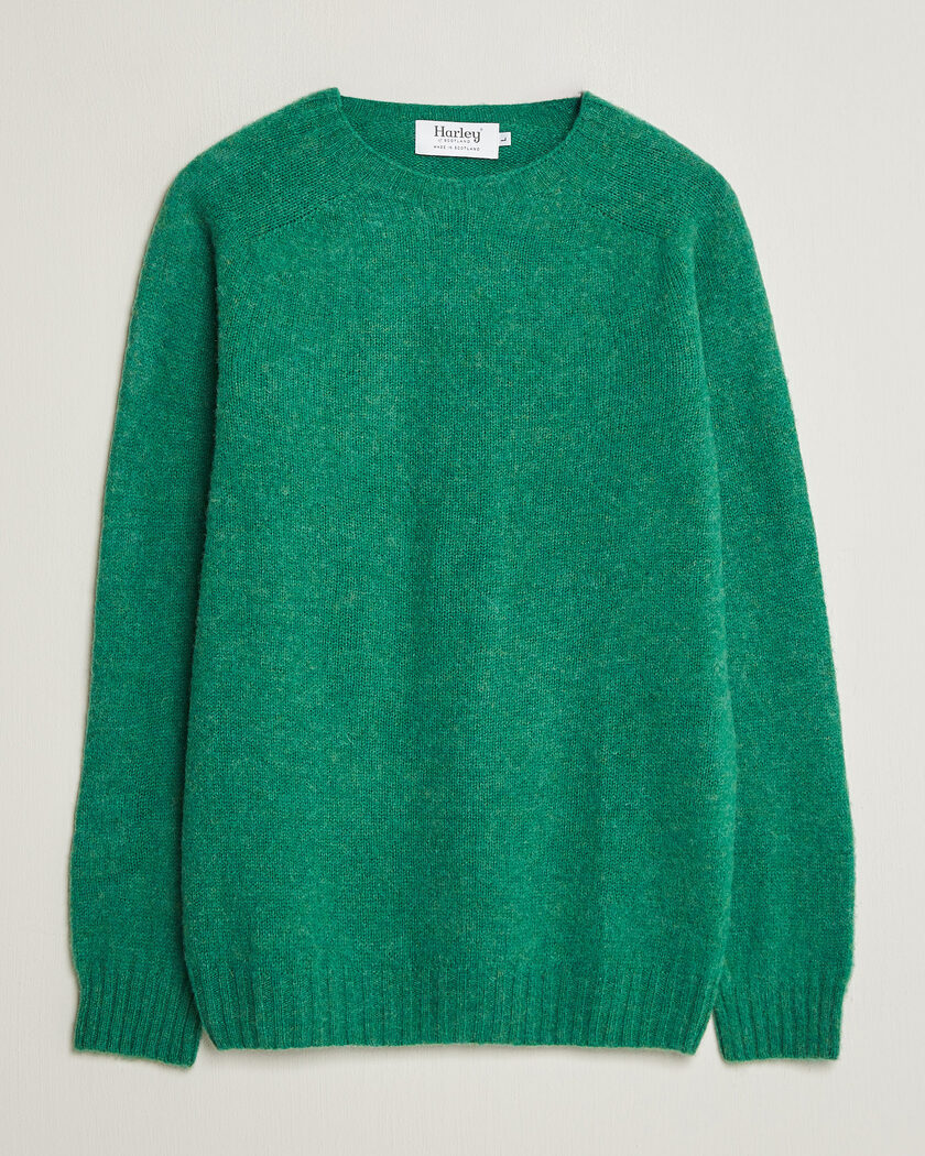 Harley Of Scotland Brushed Supersoft Lambswool Crewneck Evergreen – Grün