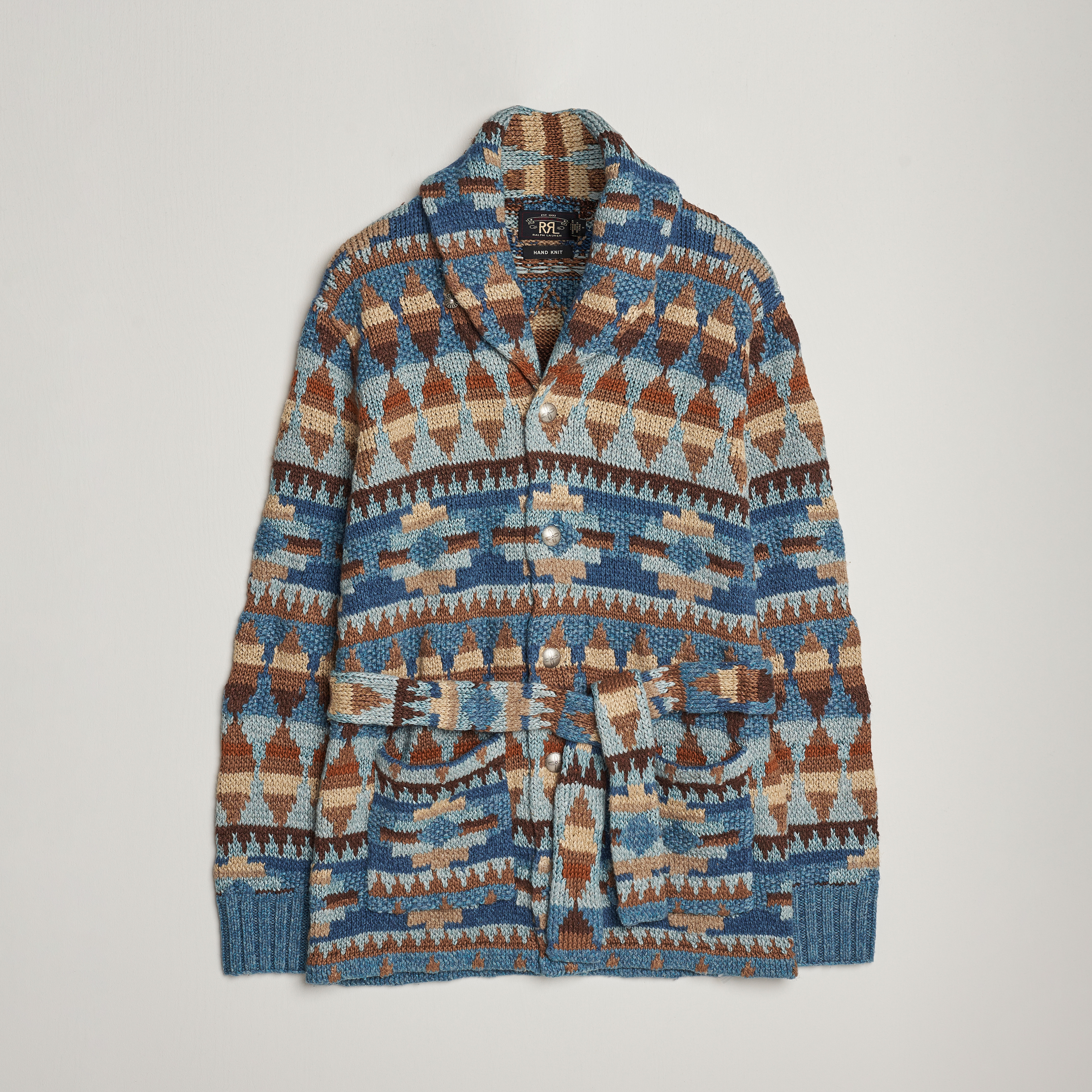 RRL Ranch Shawl Collar Cardigan Brown/Blue bei Care of Carl