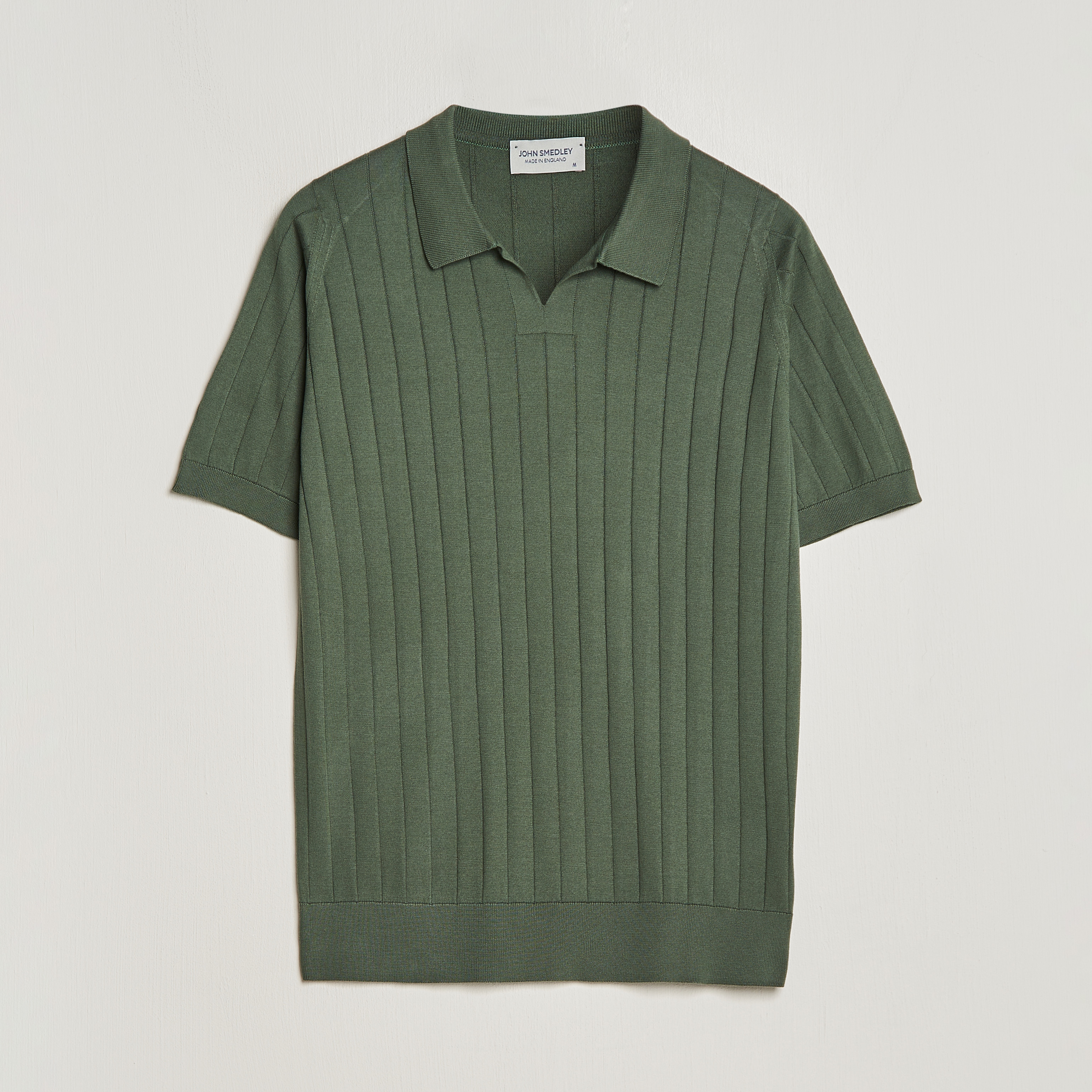 John Smedley Roper Open Collar Sea Island Polo Palm Green bei Care of Carl