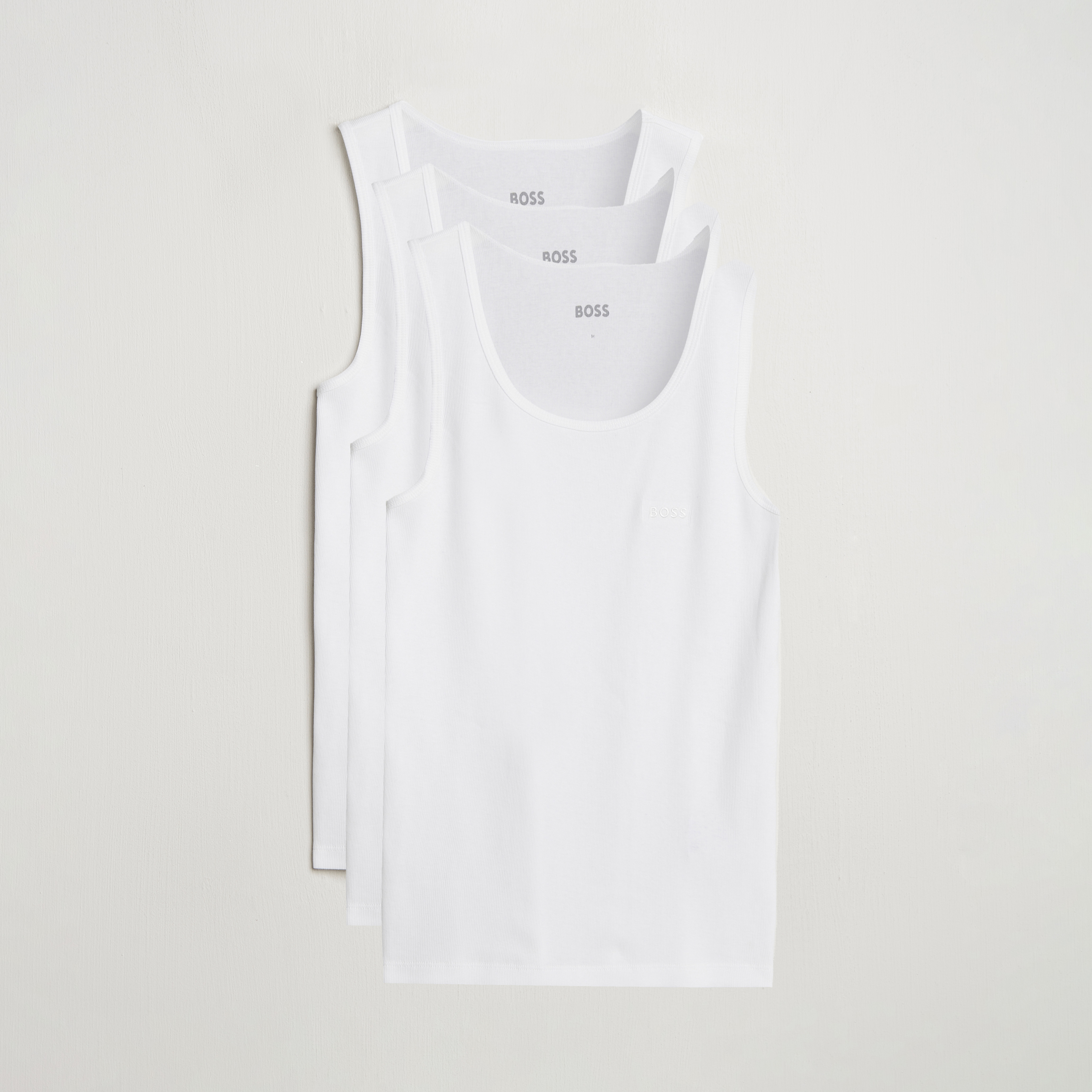 HUGO BOSS Classic Tanktops regular fit (3-pack), heren singlets O-hals, wit