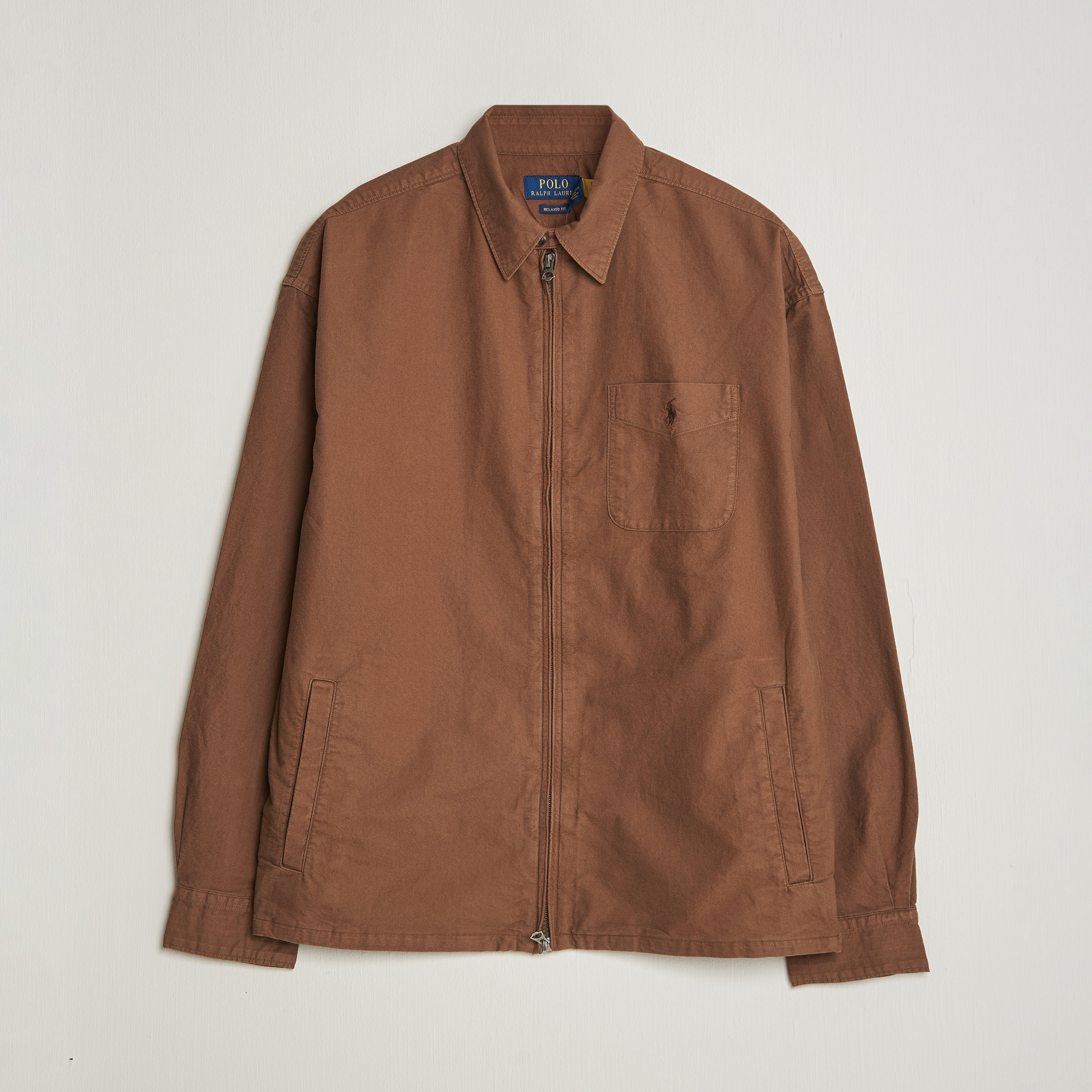 Polo Ralph Lauren Osaca Oxford Zip Overshirt Chestnut – Braun