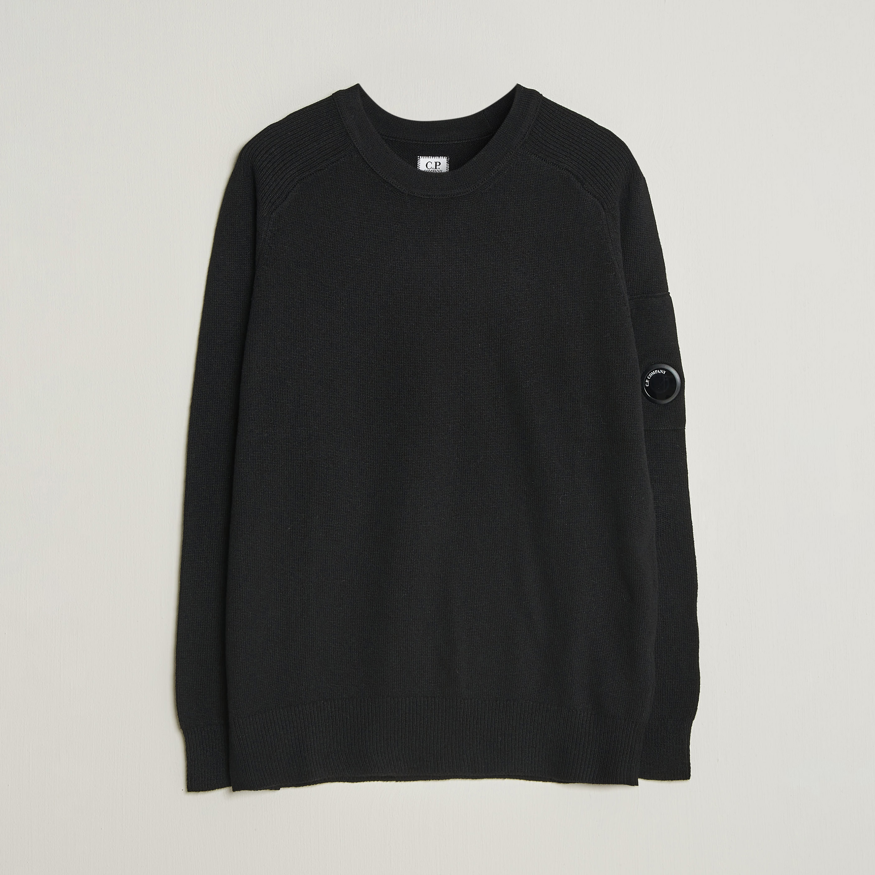 C.P. Company Knitted Lambswool Crew Neck Black – Schwarz