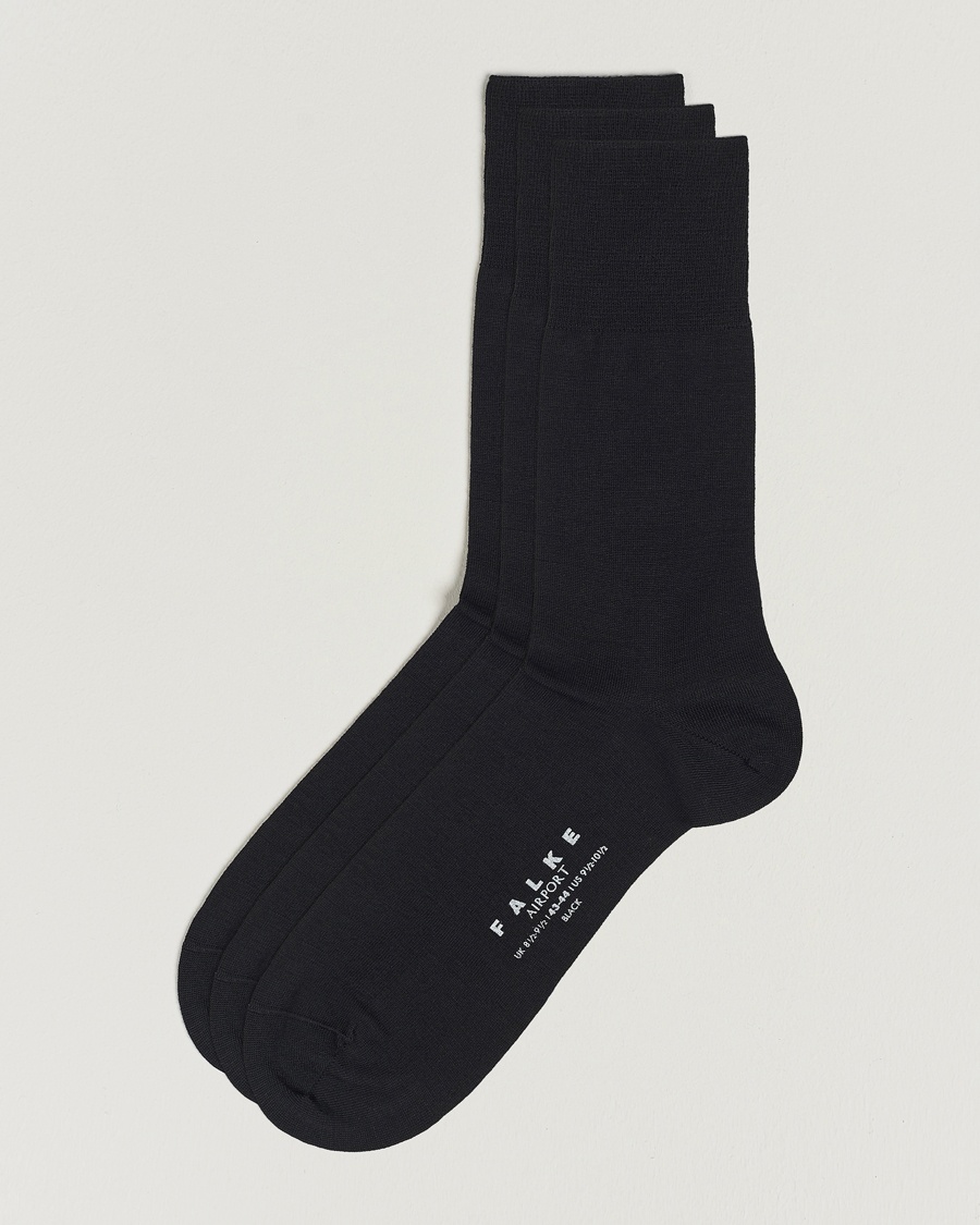 Falke 3-Pack Airport Socks Black – Schwarz
