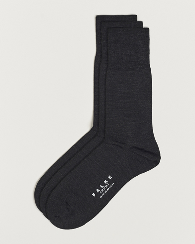 Herren | Normale Socken | Falke | 3-pack Airport Socks Anthracite Melange