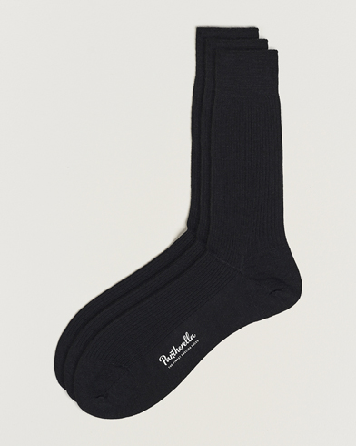 Herren | Normale Socken | Pantherella | 3-Pack Naish Merino/Nylon Sock Black