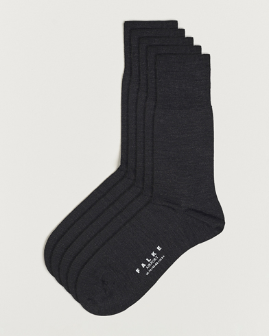 Herren | Normale Socken | Falke | 5-Pack Airport Socks Anthracite Melange