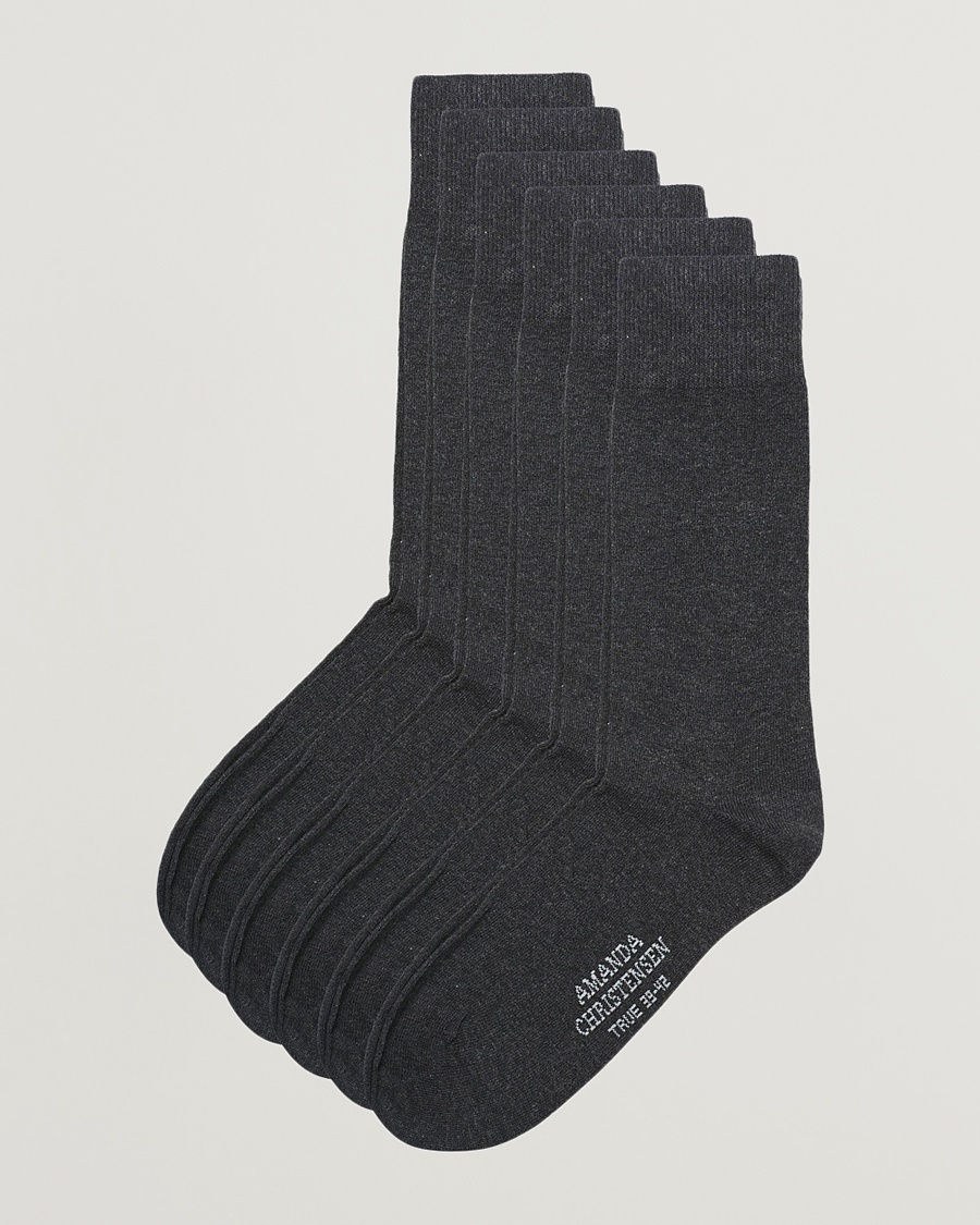 Amanda Christensen 6-Pack True Cotton Socks Antrachite Melange – Grau