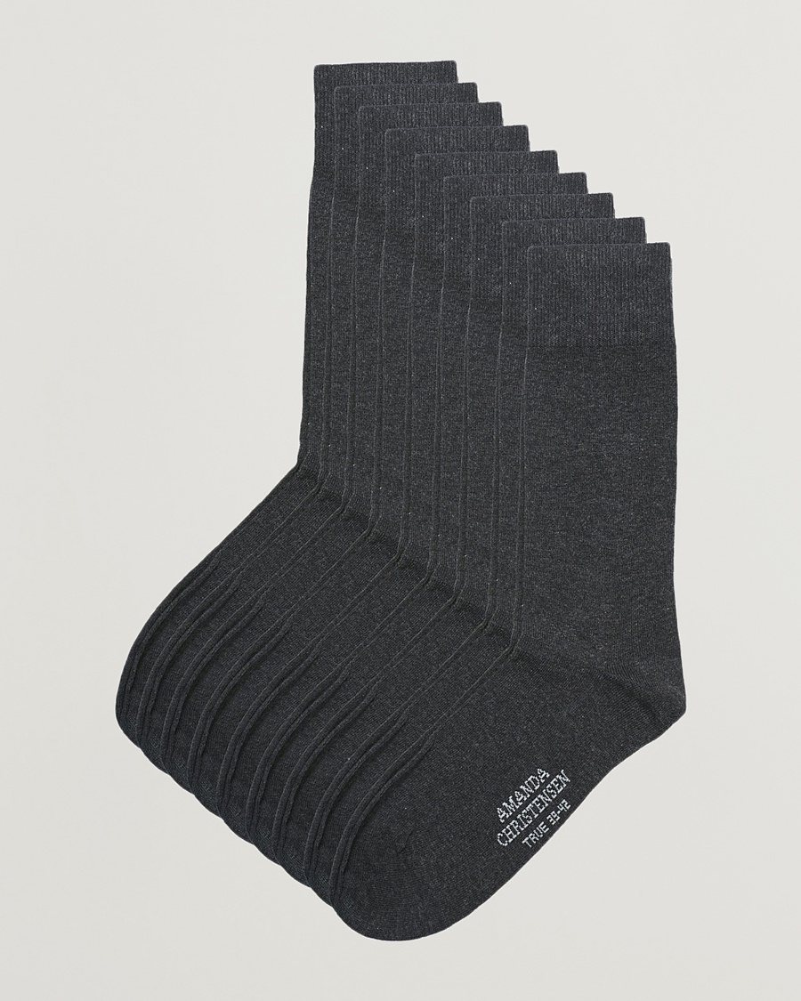 Amanda Christensen 9-Pack True Cotton Socks Antrachite Melange – Grau