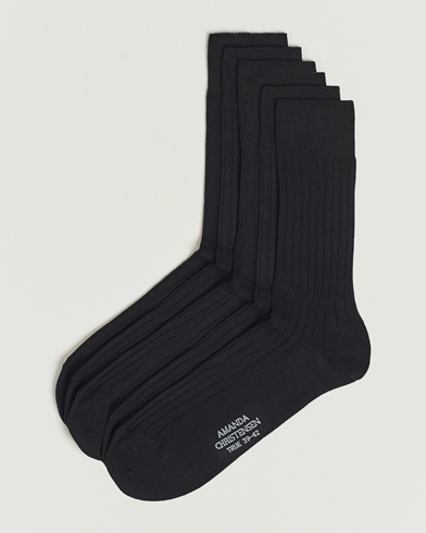 Herren | Normale Socken | Amanda Christensen | 6-Pack True Cotton Ribbed Socks Black