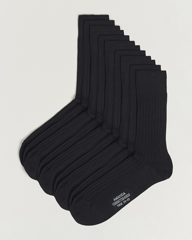 Herren | Business & Beyond | Amanda Christensen | 12-Pack True Cotton Ribbed Socks Black