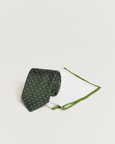 Herren | Einstecktücher | Amanda Christensen | Set Tie & Pocket Square Green/White