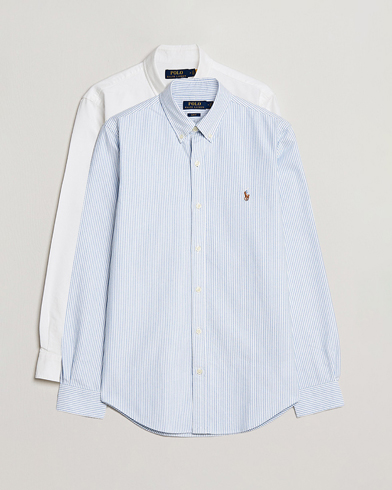 Herren | Preppy Authentic | Polo Ralph Lauren | 2-Pack Slim Fit Shirt Oxford White/Stripes Blue