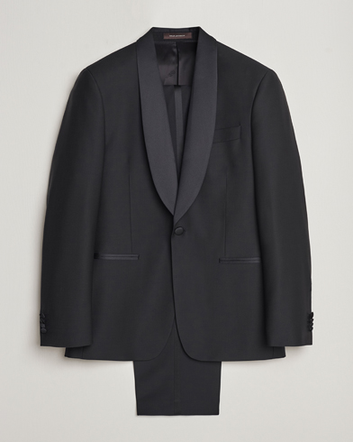 Herren | Smoking | Oscar Jacobson | Figaro/Denz Straight Wool Tuxedo Suit Black