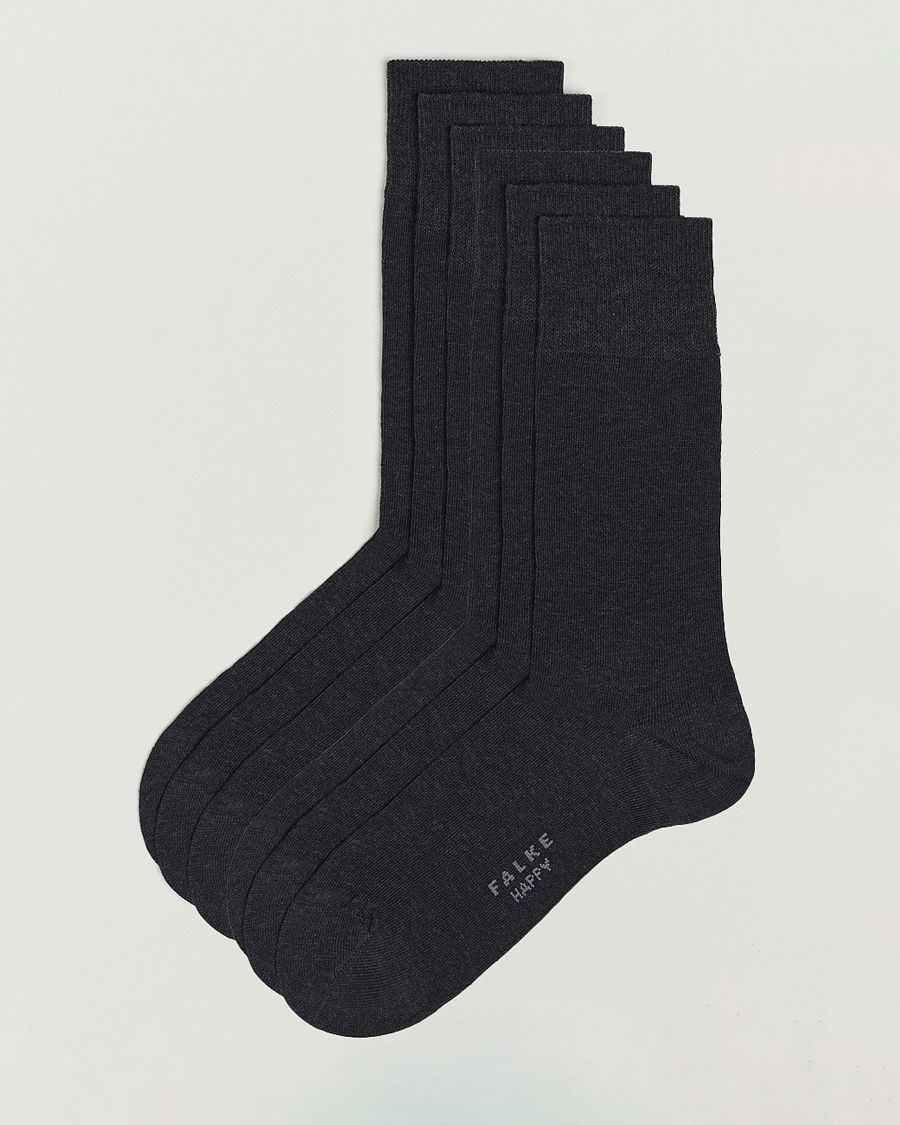 Falke 6-pack Happy Cotton Socks Anthracite Melange – Grau