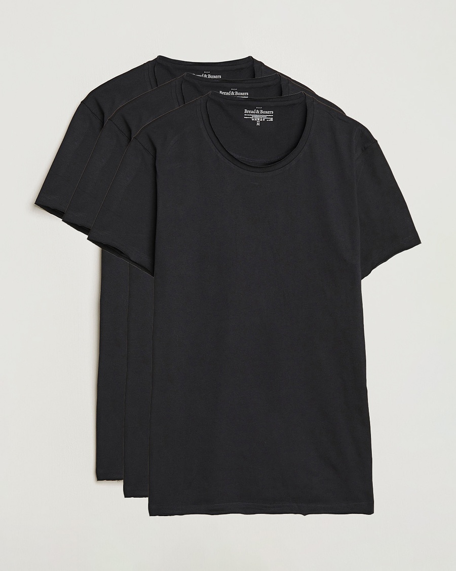 Bread & Boxers 3-pack Crew Neck Relaxed Black
