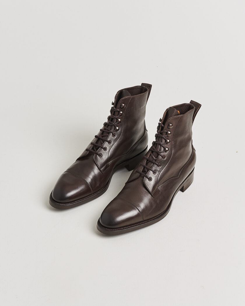Pre-owned Edward Green Galway Grained Boot Dark Brown Utah Calf UK10,5 - EU45 – Braun