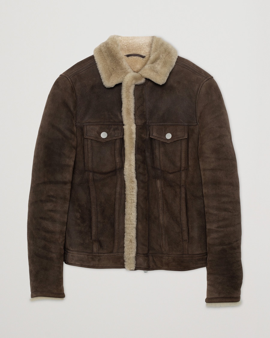 J.Lindeberg Redster Mud Shearling Suede Jacket Mud Brown – Braun
