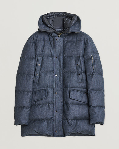 Pre-owned MooRER Grima Flannel Wool Padded Parka Navy 50 – Blau