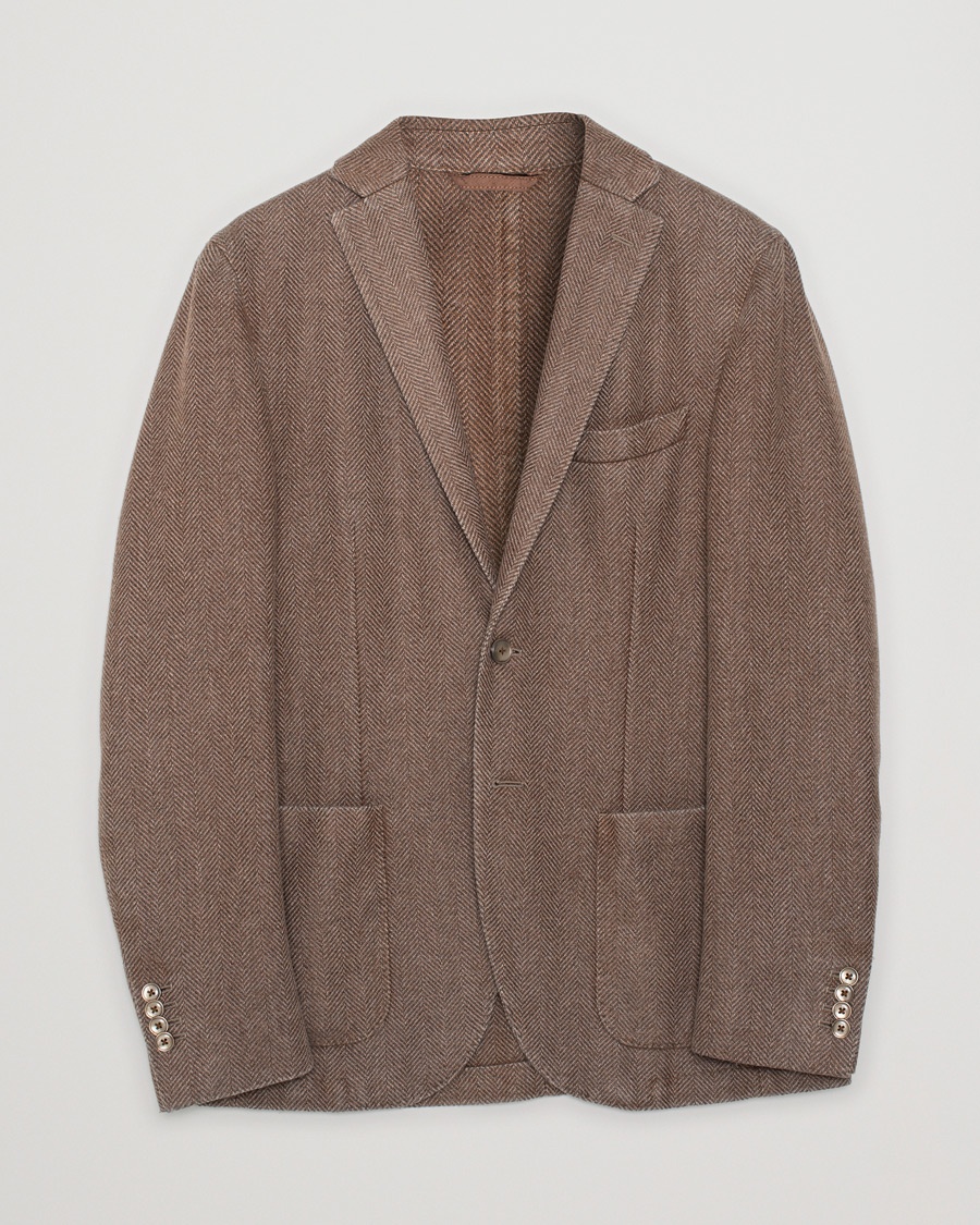 Pre-owned L.B.M. 1911 Herringbone Wool Blazer Brown 50 – Braun