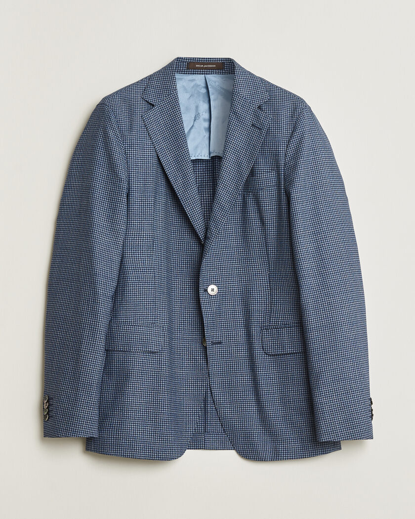Pre-owned Oscar Jacobson Evens Checked Blazer Blue 50 – Blau