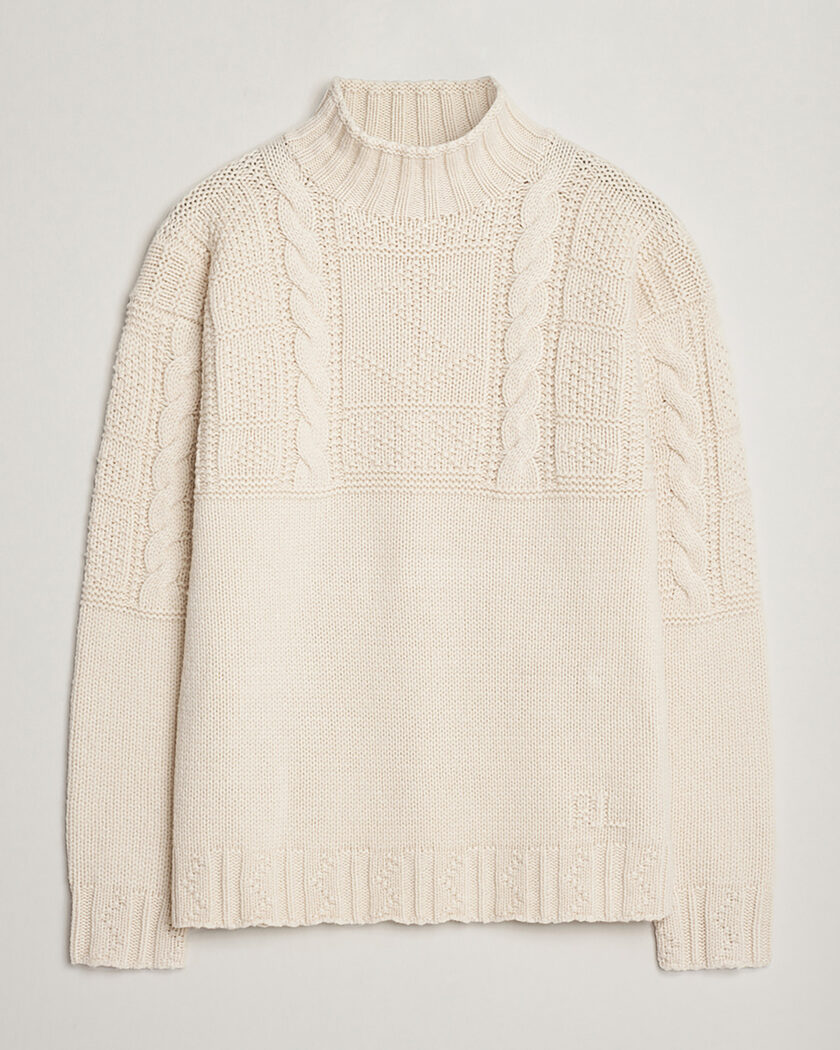 Pre-owned Polo Ralph Lauren Wool Knitted Aran Rollneck Cream M – Beige
