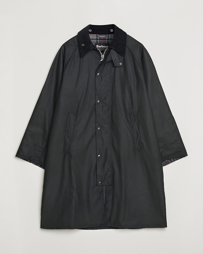 Pre-owned Barbour Heritage Modfied Exmoore Wax Coat Black UK38 - EU48 – Schwarz