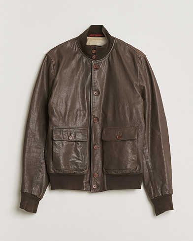 Stewart Calf Bomber Jacket Dark Brown L – Braun
