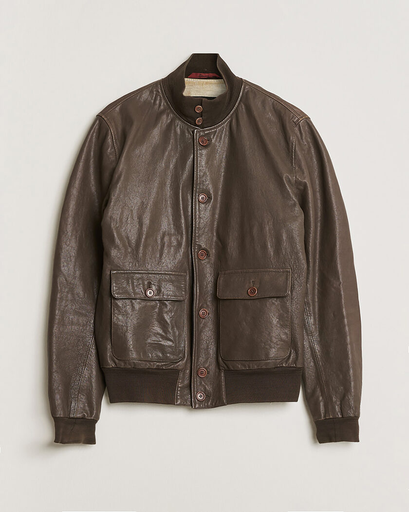 Pre-owned Stewart Calf Bomber Jacket Dark Brown L – Braun