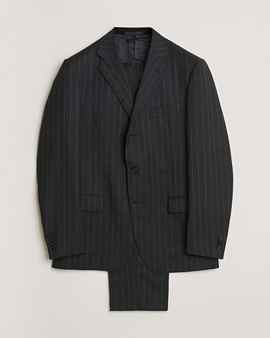 Pre-owned Caruso Pinstripe Wool Suit Black 52 – Schwarz