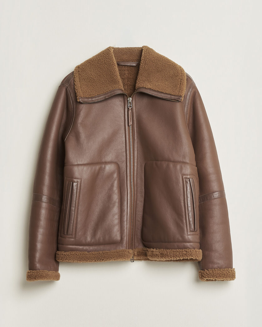 Pre-owned Tiger of Sweden Dace Shearling Jacket Brown M – Braun
