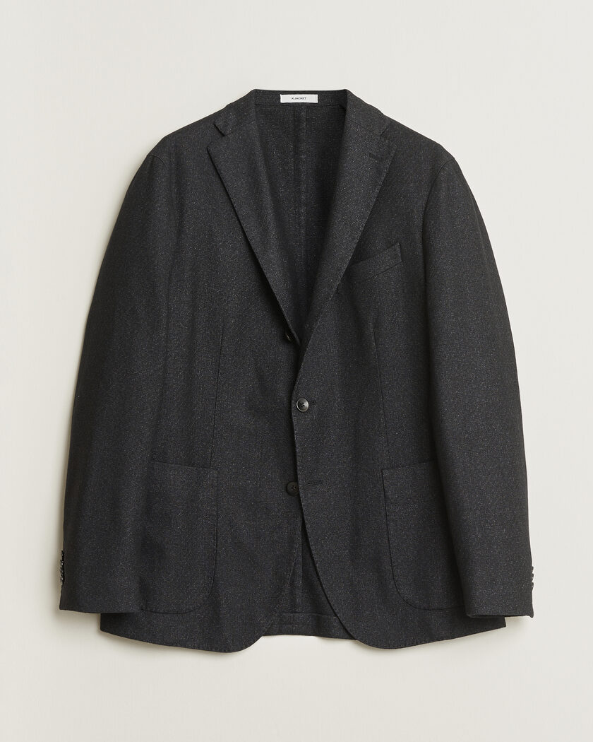 Pre-owned Boglioli K Jacket Flannel Wool Blazer Charcoal 50 – Schwarz