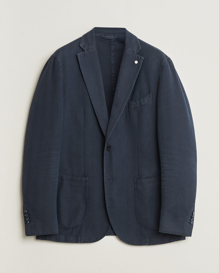 Pre-owned L.B.M. 1911 Jack Cotton Herringbone Blazer Navy 54 – Blau