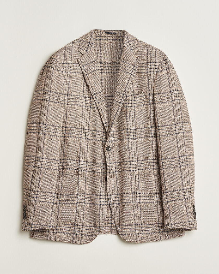 Pre-owned Lardini Silk Blend Checked Blazer Brown 54 – Braun