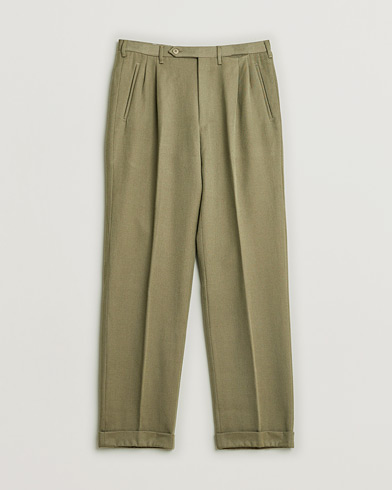 Pre-owned Rota Pantaloni Twill Wool Trousers Mole Green 48 – Grün