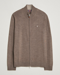 Morris Merino Full Zip Cardigan Brown