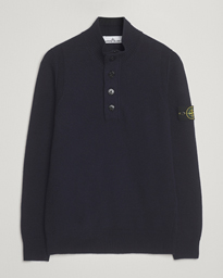 Stone Island Knitted Lambswool Half Button Zip Navy