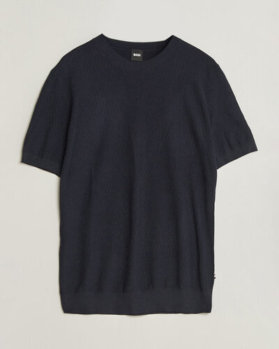 BOSS BLACK Laruso Structured Knitted T-Shirt Dark Blue