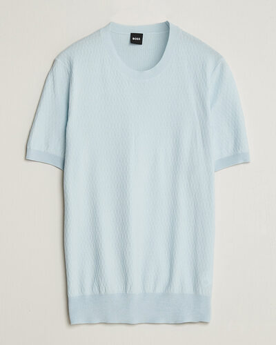 BOSS BLACK Laruso Structured Knitted T-Shirt Open Blue