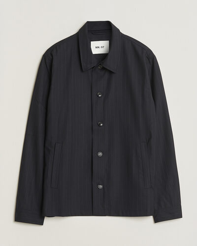 NN07 Zander Pinstriped Overshirt Navy Blue