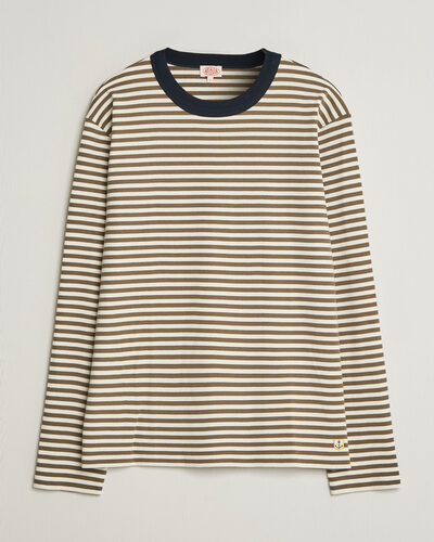 Armor-lux Héritage Striped Long Sleeve T-Shirt Olive/Milk
