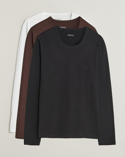 BOSS BLACK 3-Pack Long Sleeve T-Shirt White/Black/Brown